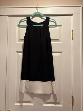 Oleg Cassini Black Dress with White Color Blocking Accent